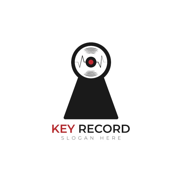 Modelo de design de logotipo de disco de vinil e key music