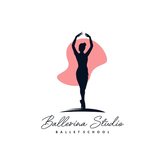 Modelo de design de logotipo de escola de balé