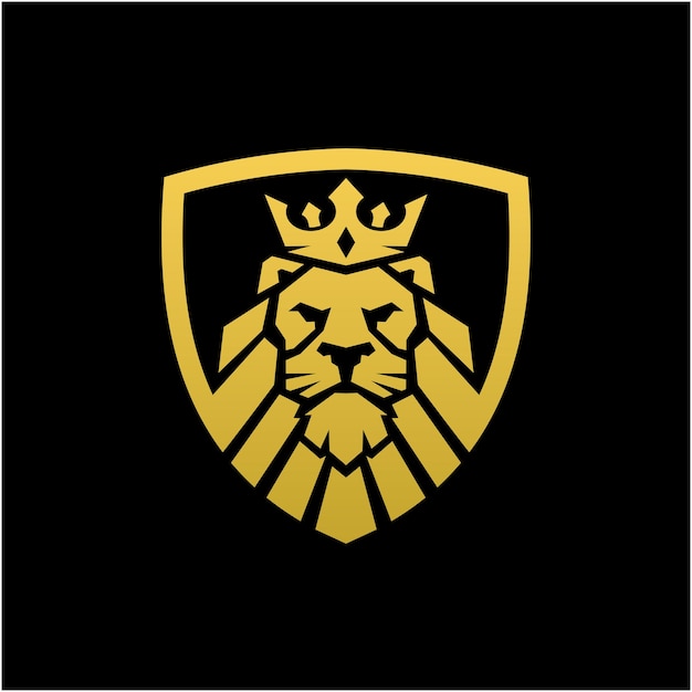 Modelo de design de logotipo de escudo de leão