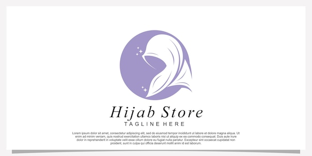 Modelo de design de logotipo de estilo hijab com conceito único vetor premium