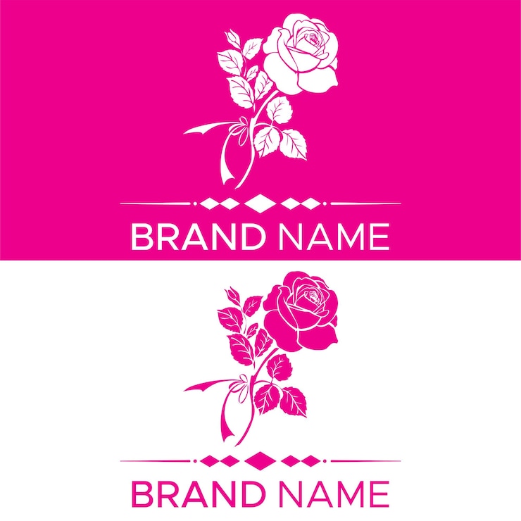Vetor modelo de design de logotipo de flor rosa e branca