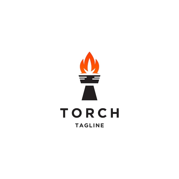 Modelo de design de logotipo de fogo de tocha com design de logotipo plano de estilo