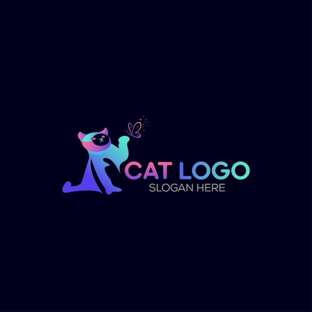Vetor modelo de design de logotipo de gato vetorial gratuito