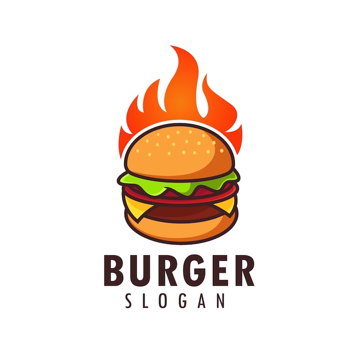 Vetor modelo de design de logotipo de hambúrguer quente