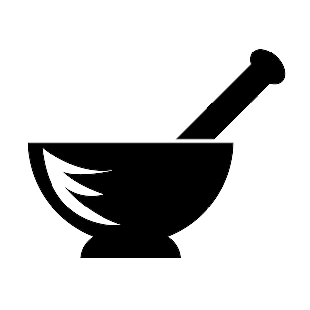 Modelo de design de logotipo de ícone de almofariz e pilão