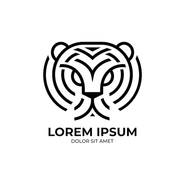 Modelo de design de logotipo de ícone de linha tiger