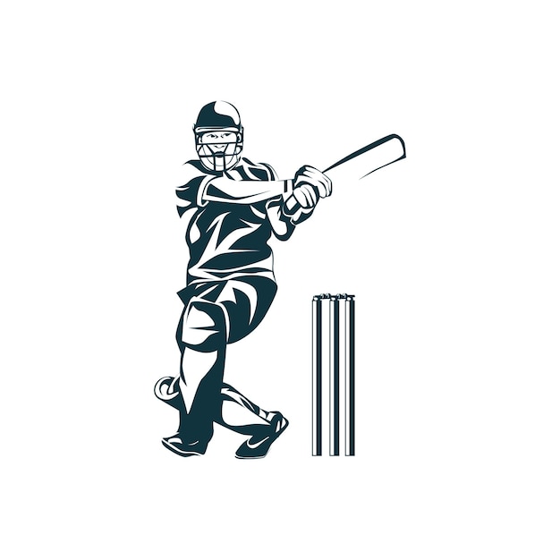 Modelo de design de logotipo de jogador de críquete