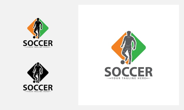 Vetor modelo de design de logotipo de jogador de futebol