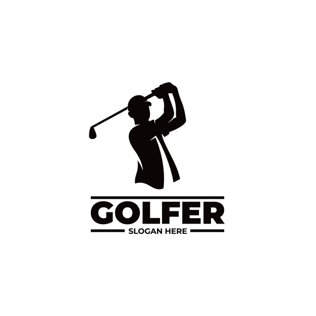 Modelo de design de logotipo de jogador de golfe infantil