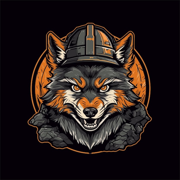 Modelo de design de logotipo de jogo de mascote de lobo ilustração de ícone vetorial de desenho animado