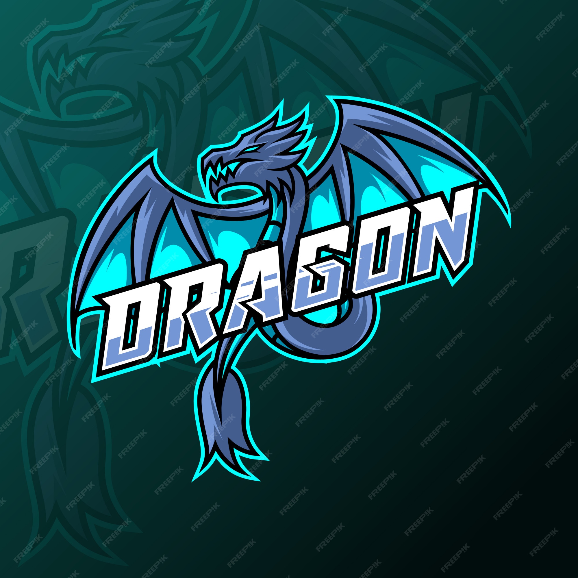 modelo de vetor de design de logotipo de jogo de mascote dragão azul  2827782 Vetor no Vecteezy