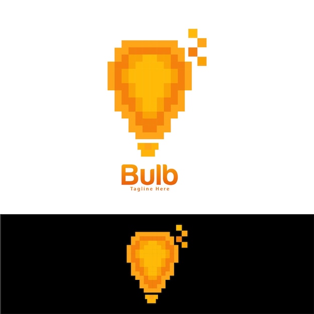 Vetor modelo de design de logotipo de lâmpada de pixel