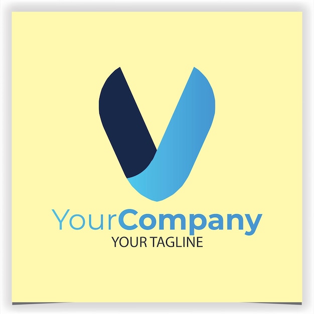 Modelo de design de logotipo de letra azul vetorial v