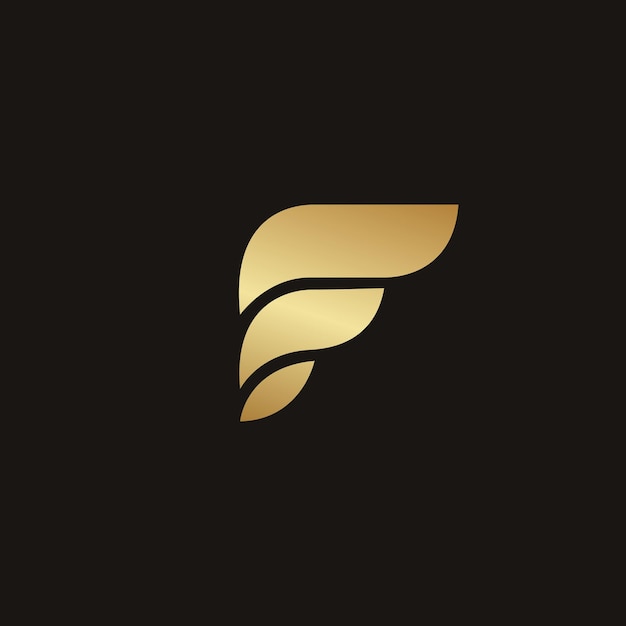 Modelo de design de logotipo de letra f dourado