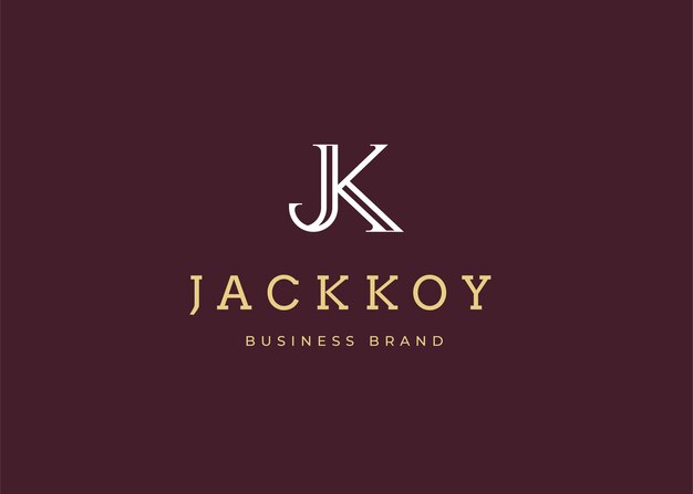 Modelo de design de logotipo de letra JK inicial minimalista ilustrações de estilo vintage