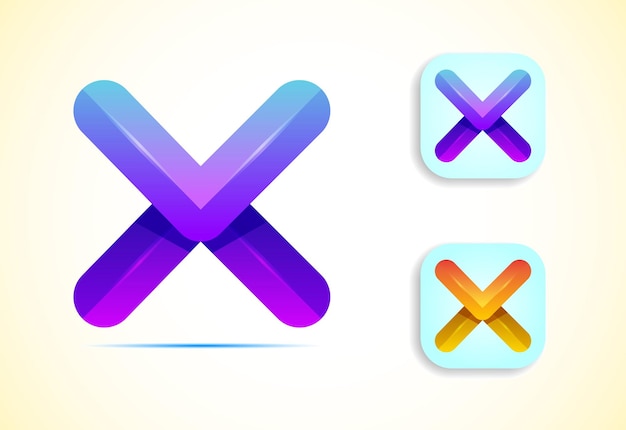 Modelo de design de logotipo de letra X de origami abstrato Ícone de aplicativo de estilo plano Ilustração vetorial