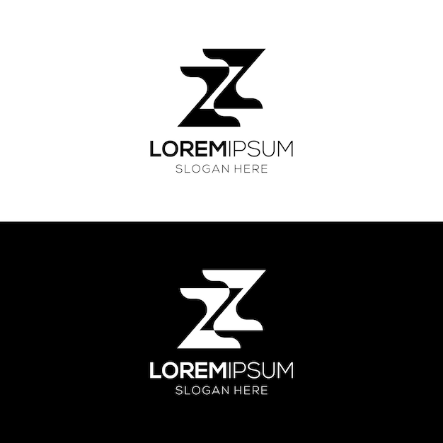 Modelo de design de logotipo de letra Z em preto e branco