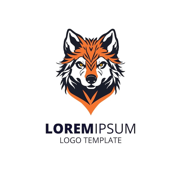 Modelo de design de logotipo de lobo logotipo mínimo de lobo mascote de lobo logotipo de cabeça de lobo