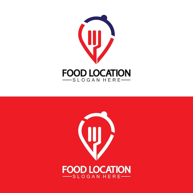 Vetor modelo de design de logotipo de localização de alimentos