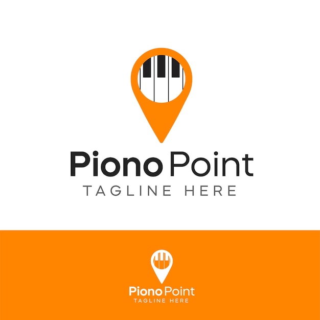 Modelo de design de logotipo de localização de ponto de piano