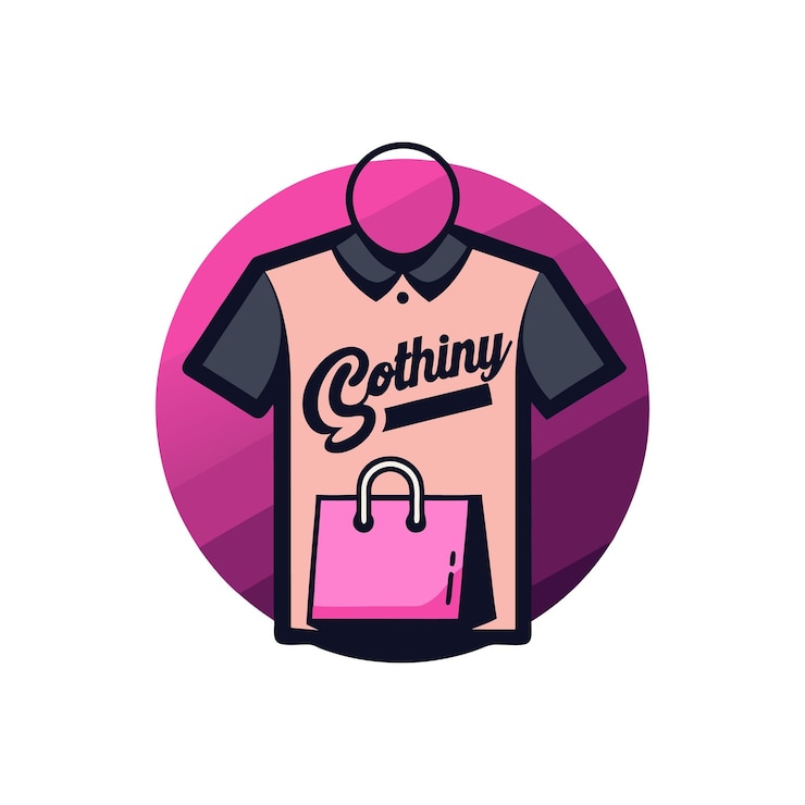 Vetor modelo de design de logotipo de loja de roupas com um saco de compras e uma camiseta