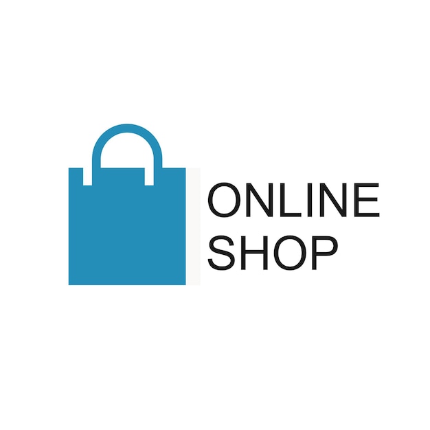 Modelo de design de logotipo de loja online. Projeto do vetor do saco de compras. Símbolo do Mercado Digital