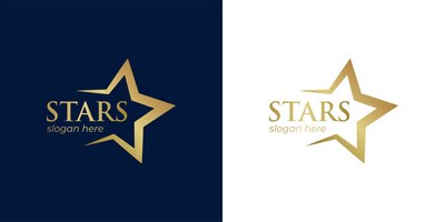 Vetor modelo de design de logotipo de luxo gold star design elegante de logotipo de estrela em ascensão
