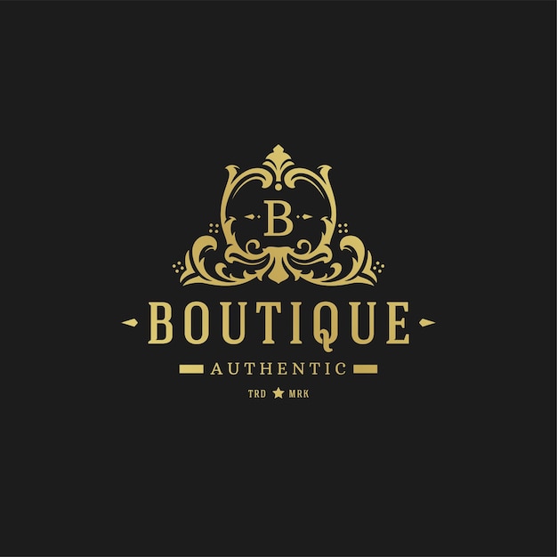 Modelo de design de logotipo de luxo. Projeto de formas de ornamento de vinhetas vitorianas.