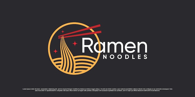 Modelo de design de logotipo de macarrão ramen com conceito exclusivo e elemento criativo