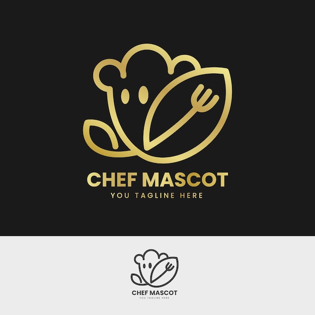 Vetor modelo de design de logotipo de mascote de chef