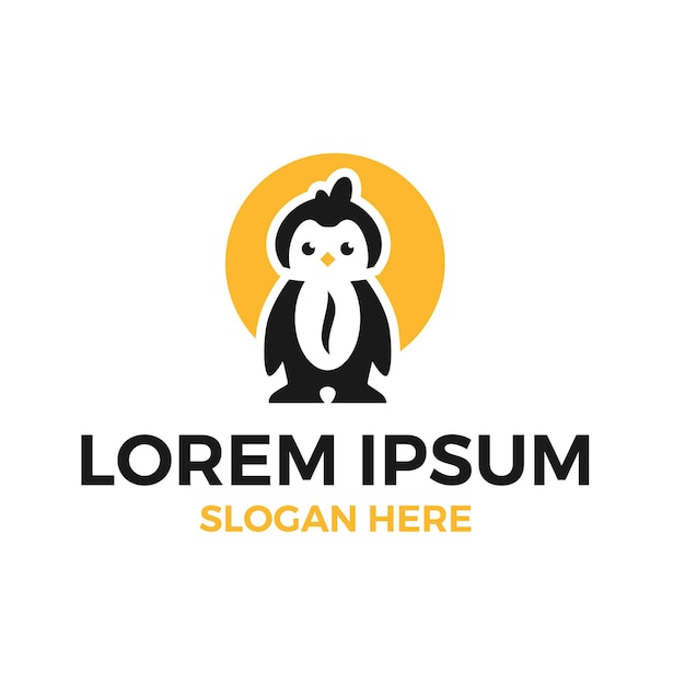 Modelo de design de logotipo de mascote pinguim fofo