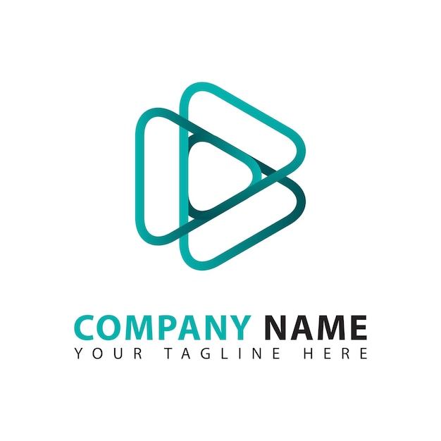 Modelo de design de logotipo de mídia de reprodução criativa com ícone de botão de reprodução de arte de linha