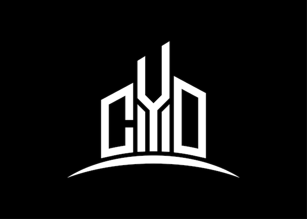 Vetor modelo de design de logotipo de monograma vetorial de construção de letras cyo edifício forma logotipo cyo