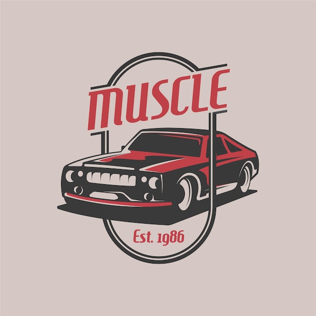 Vetor modelo de design de logotipo de muscle car retrô americano