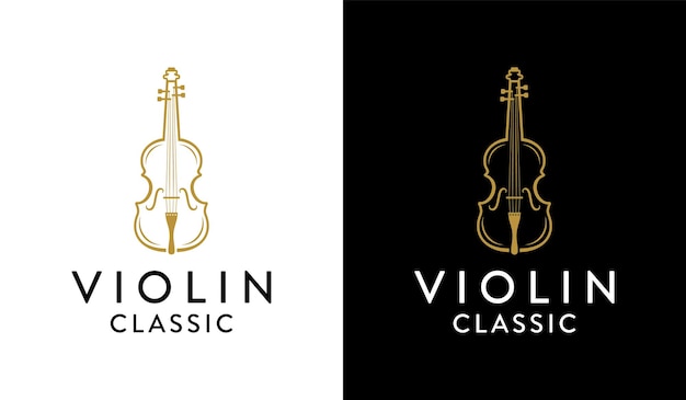 Vetor modelo de design de logotipo de orquestra de música de instrumento clássico de violino