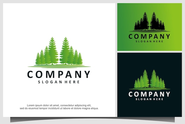 modelo de design de logotipo de pinheiro perene da floresta
