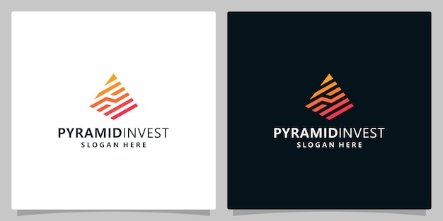 Modelo de design de logotipo de pirâmide com design de logotipo de marketing de negócios, investimento, análise e finanças