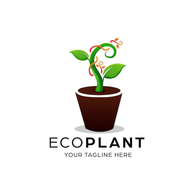 Modelo de design de logotipo de planta ecológica