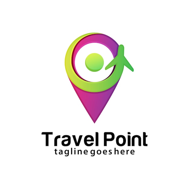 Vetor modelo de design de logotipo de ponto de viagem