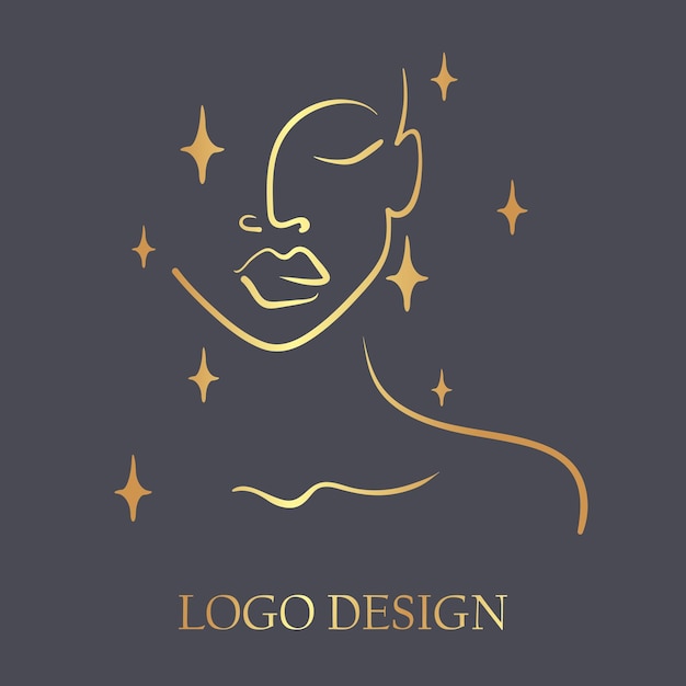 Modelo de design de logotipo de rosto de mulher bonita design abstrato