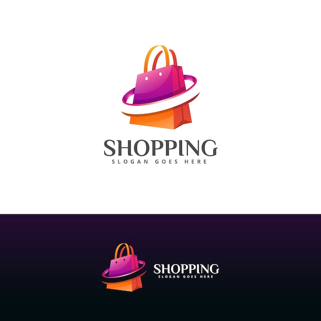 Modelo de design de logotipo de sacola de compras moderna