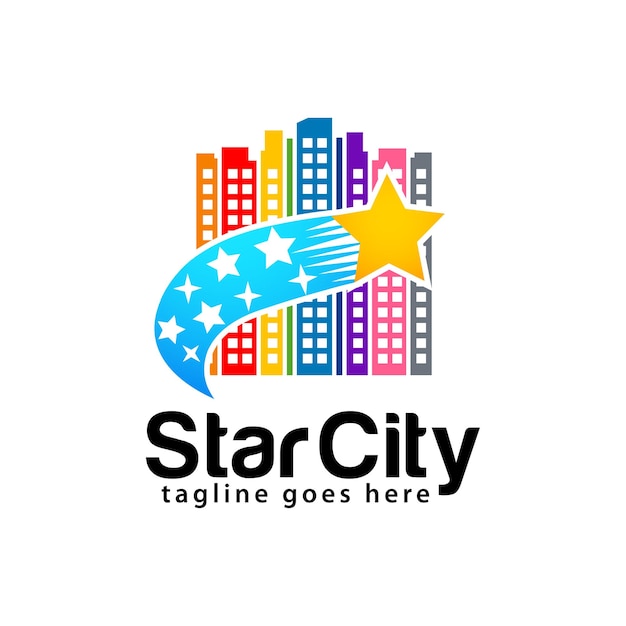 Vetor modelo de design de logotipo de star city