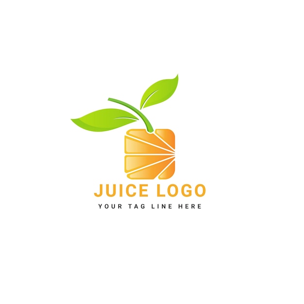 Modelo de design de logotipo de suco com folha