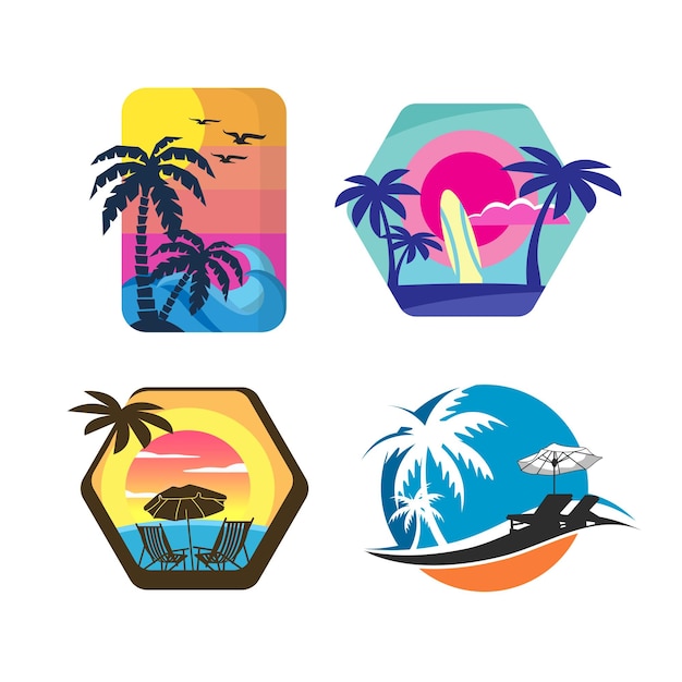 Modelo de design de logotipo de summer beach