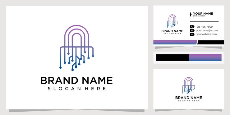 Modelo de design de logotipo de tecnologia de cadeado design de elemento de design vetorial