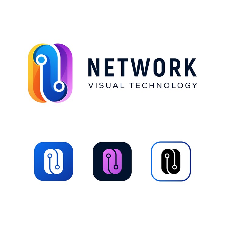 Vetor modelo de design de logotipo de tecnologia moderna letra n