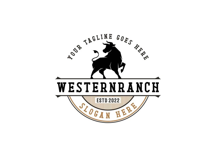 Vetor modelo de design de logotipo de touro longhorn vintage clássico