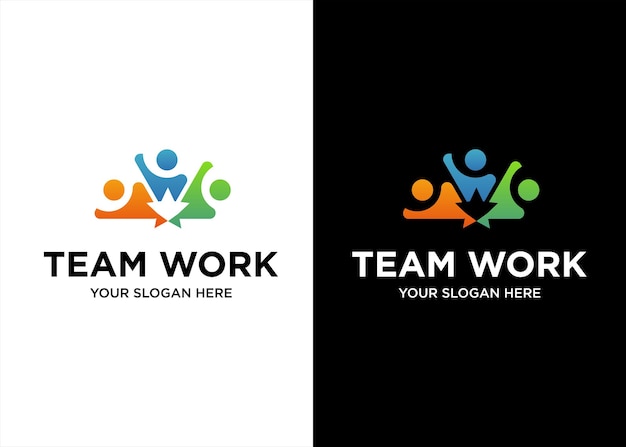 Modelo de design de logotipo de trabalho de equipe de liderança