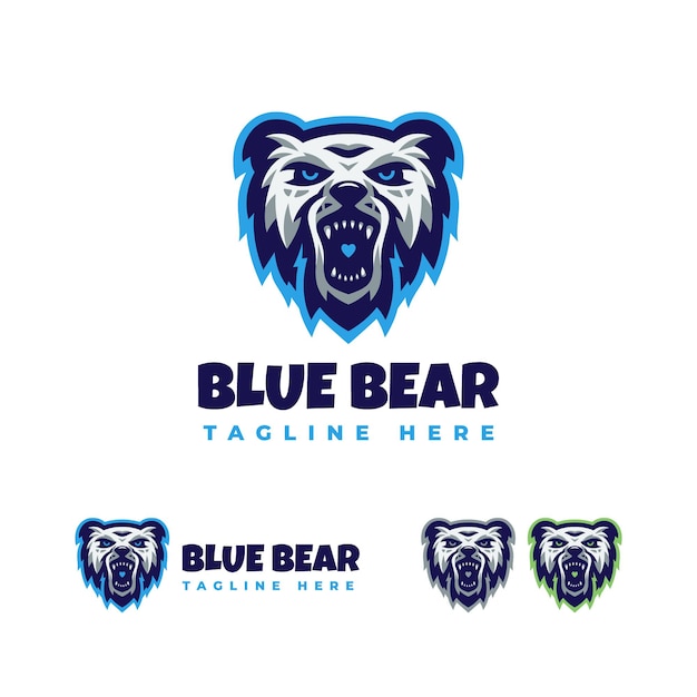 Vetor modelo de design de logotipo de urso azul