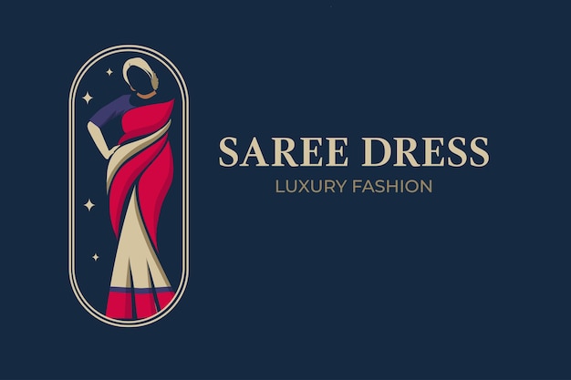 Vetor modelo de design de logotipo de vestido saree